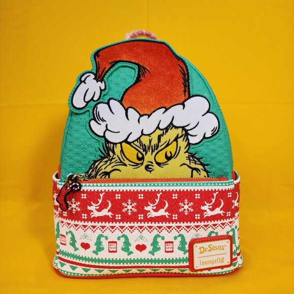 Loungefly Dr. Seuss How the Grinch Stole Christmas Holiday Sweater Mini Backpack main image 6
